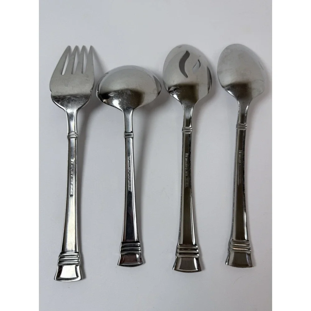 Wallace 18/10 Zenith 4 Serving Set spoons Meat Forks Stainless 18/10 Glossy‎